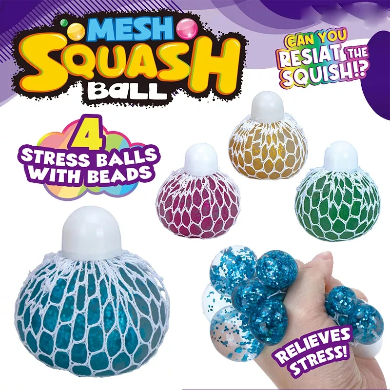 Tombo Discolored Decompression Grape Ball Hand Squeeze Sensory Ball Juguetes Soft Squishy Ball Toy Soft Stress Reliever Fidget Squishy Squeeze Mesh Ball Toy