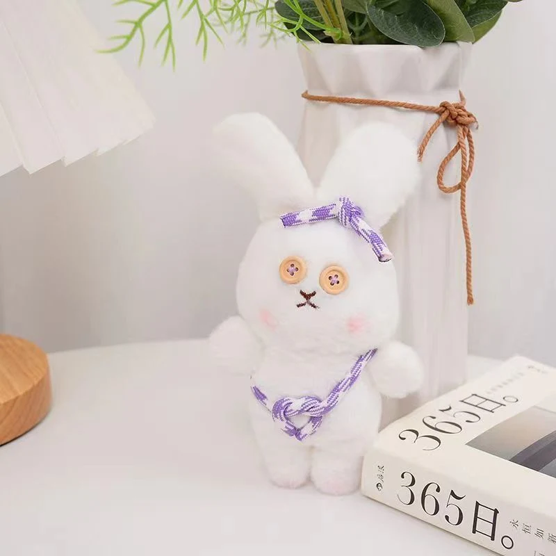 Cartoon Trendy Little White Rabbit Plush Toy Pendant Creative Little Bunny Keychain Student Backpack Accessories Gift