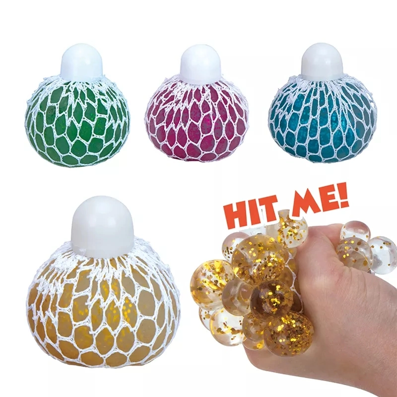 Tombo Discolored Decompression Grape Ball Hand Squeeze Sensory Ball Juguetes Soft Squishy Ball Toy Soft Stress Reliever Fidget Squishy Squeeze Mesh Ball Toy