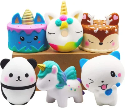 Squishies Toy Jumbo Slow Rising Unicorn Horse Cake Unicorn Donut Panda Spoon Cat Set for Kids Party Favors Stress Relief Toys