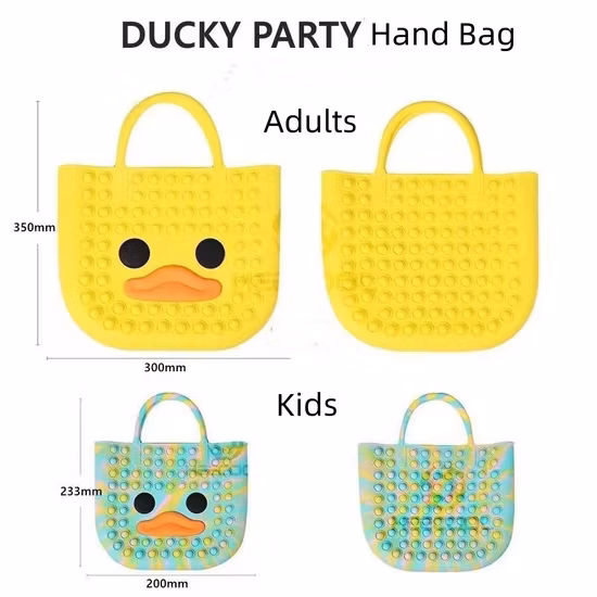 for Adult Big Yelllow Duck Pop It Fidget Hand Bag Pop Silicone Pop It Fidget Tote Bag