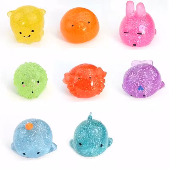 Big Glitter Animal Mochi Fidget Squishy Decompression Toys for Kids